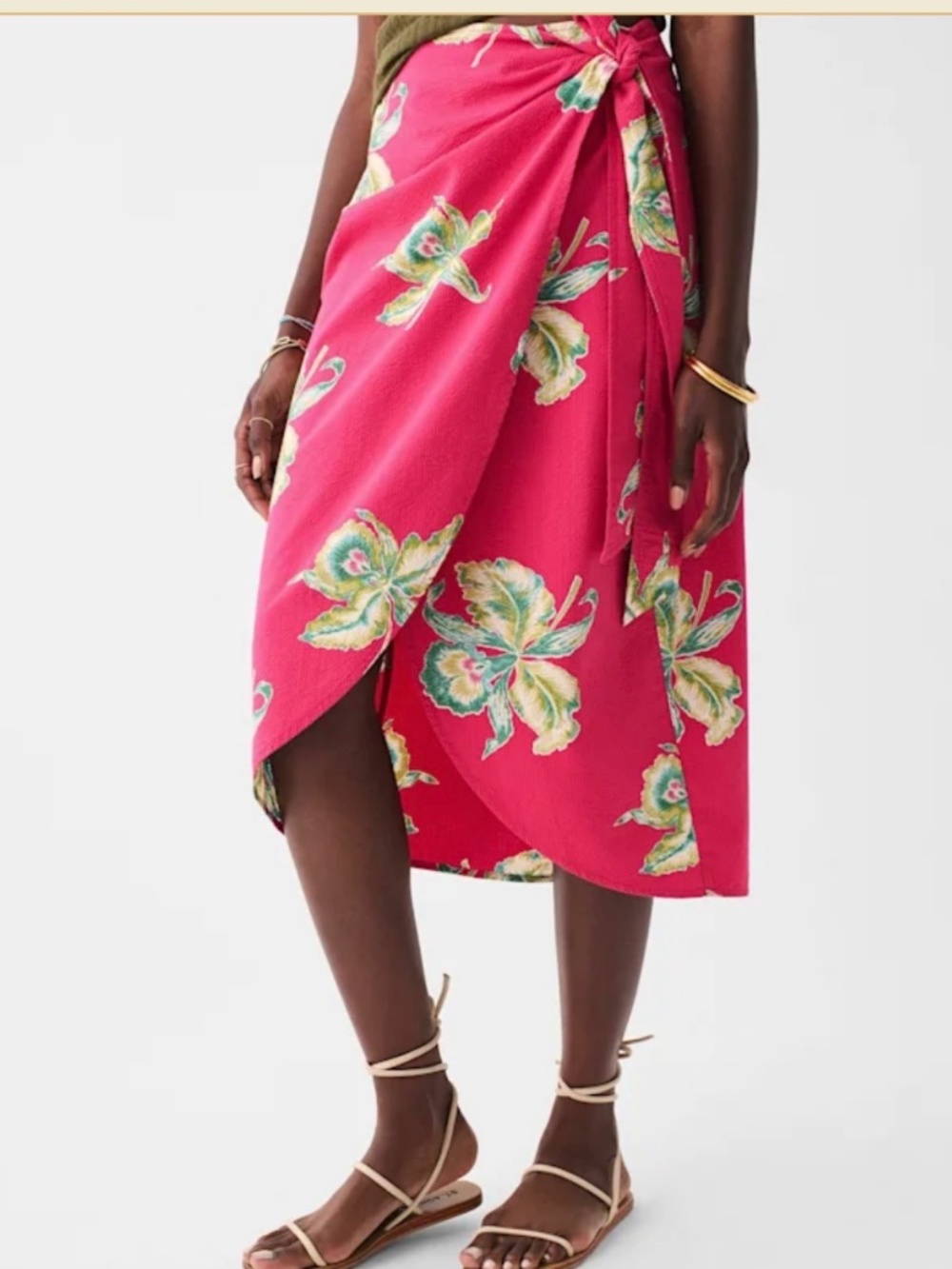 Faherty Sz M Pacifica Seersucker Wrap Skirt